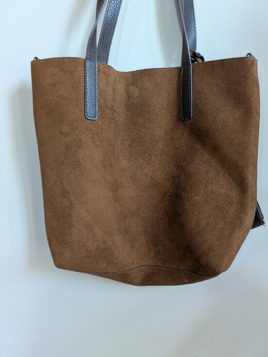 Source Unknown Handbags - Brown boho suede tote pocket in front with wallet purse #260